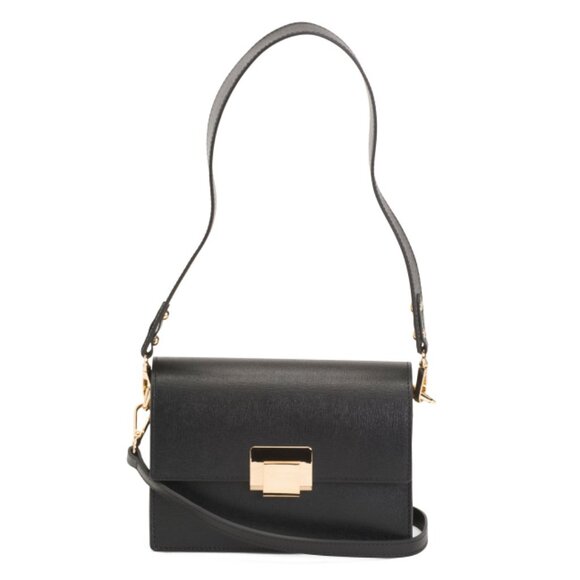 CHEVAL NERO Made In Italy Leather Structure Double Compartment Buckle Crossbody